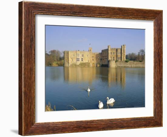 Swans in Front of Leeds Castle, Kent, England-G Richardson-Framed Photographic Print