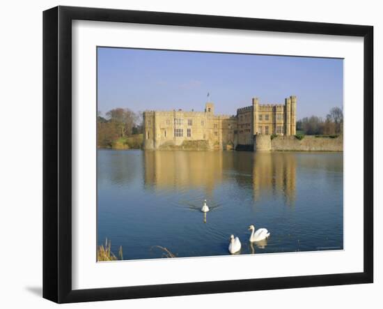 Swans in Front of Leeds Castle, Kent, England-G Richardson-Framed Photographic Print