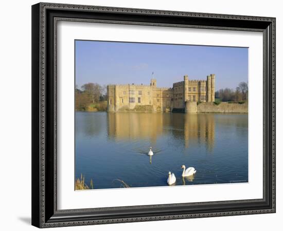 Swans in Front of Leeds Castle, Kent, England-G Richardson-Framed Photographic Print