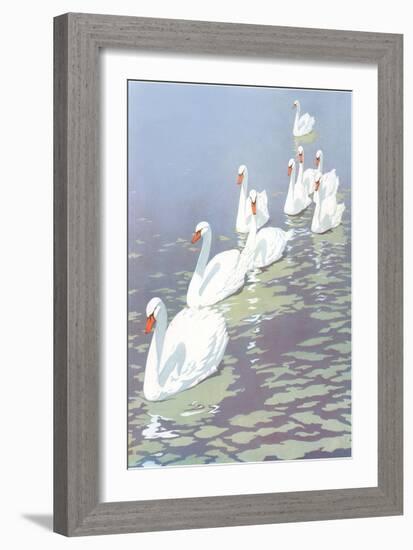 Swans in Line-null-Framed Art Print