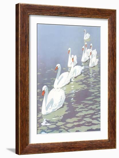 Swans in Line-null-Framed Art Print