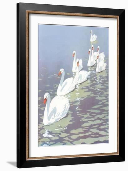 Swans in Line-null-Framed Art Print