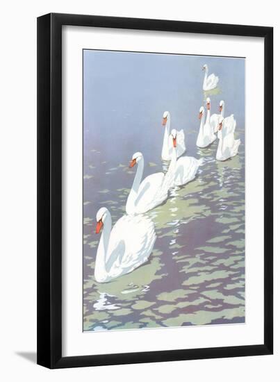 Swans in Line-null-Framed Art Print