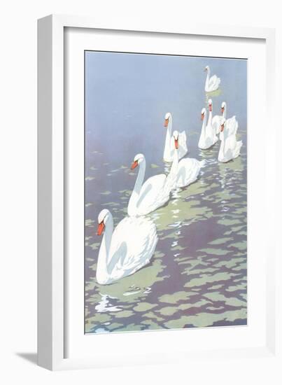 Swans in Line-null-Framed Art Print