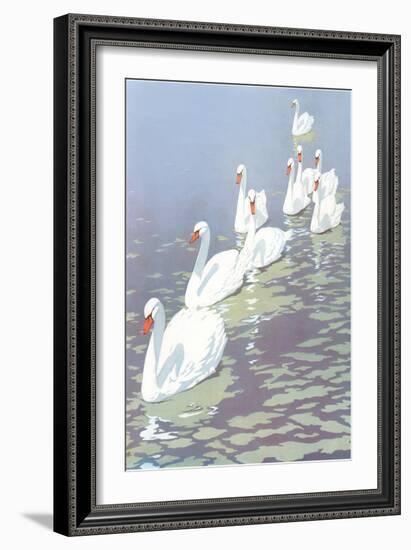 Swans in Line-null-Framed Art Print