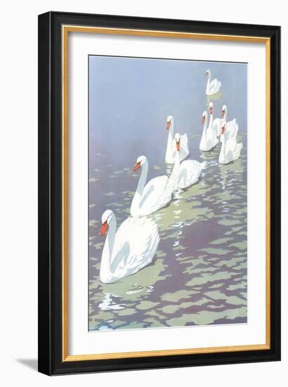 Swans in Line-null-Framed Art Print