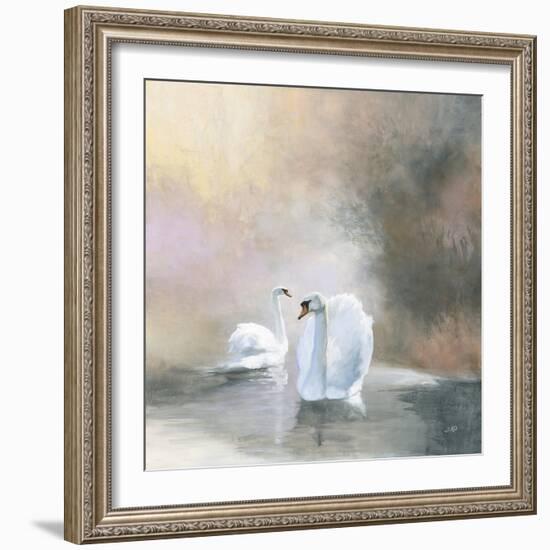 Swans in Mist-Julia Purinton-Framed Art Print