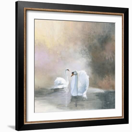 Swans in Mist-Julia Purinton-Framed Art Print