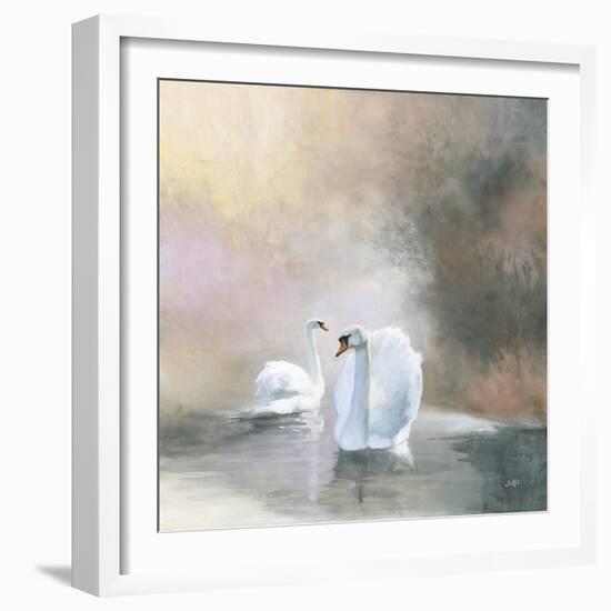 Swans in Mist-Julia Purinton-Framed Art Print