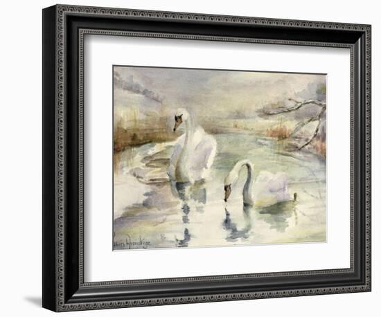 Swans in Winter-Karen Armitage-Framed Giclee Print