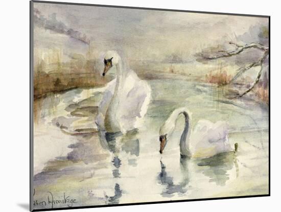 Swans in Winter-Karen Armitage-Mounted Giclee Print