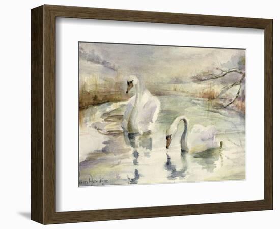 Swans in Winter-Karen Armitage-Framed Premium Giclee Print