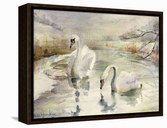 Swans in Winter-Karen Armitage-Framed Premier Image Canvas