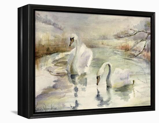 Swans in Winter-Karen Armitage-Framed Premier Image Canvas