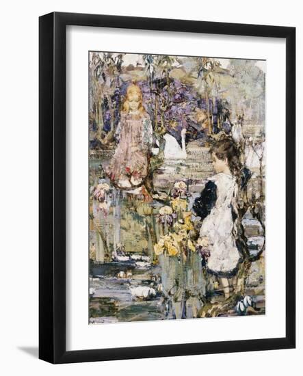 Swans, Lilies and Iris, 1899-Edward Atkinson Hornel-Framed Giclee Print