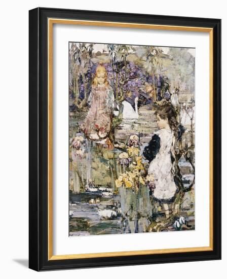 Swans, Lilies and Iris, 1899-Edward Atkinson Hornel-Framed Giclee Print