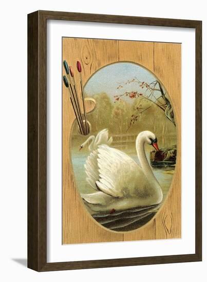 Swans on Palette-null-Framed Art Print