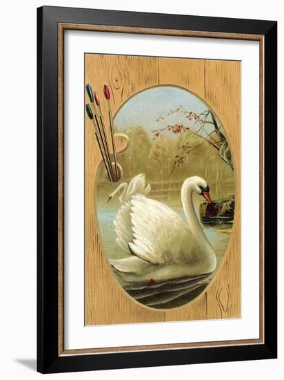 Swans on Palette-null-Framed Art Print