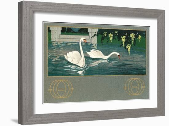 Swans on the Lake-null-Framed Art Print