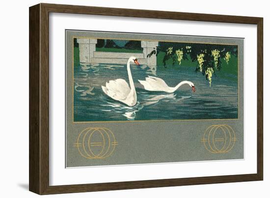 Swans on the Lake-null-Framed Art Print