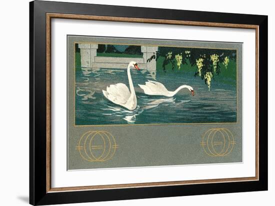 Swans on the Lake-null-Framed Art Print
