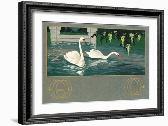 Swans on the Lake-null-Framed Art Print