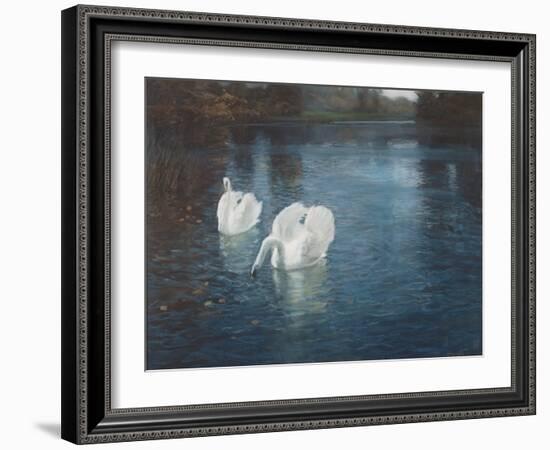 Swans on the River, C.1880-Fritz Thaulow-Framed Giclee Print