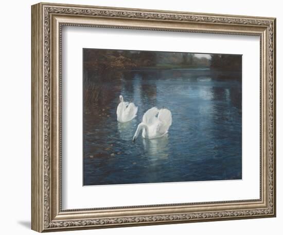 Swans on the River, C.1880-Fritz Thaulow-Framed Giclee Print