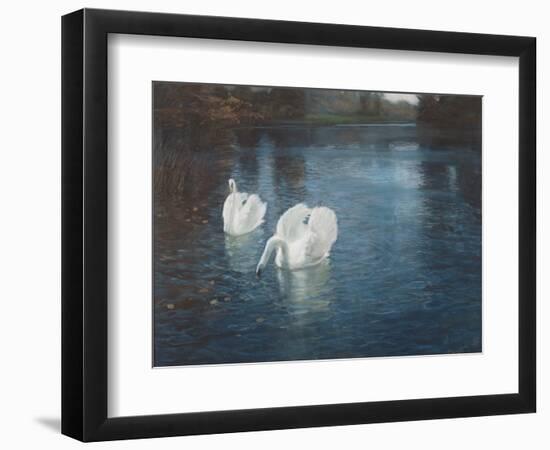 Swans on the River, C.1880-Fritz Thaulow-Framed Giclee Print