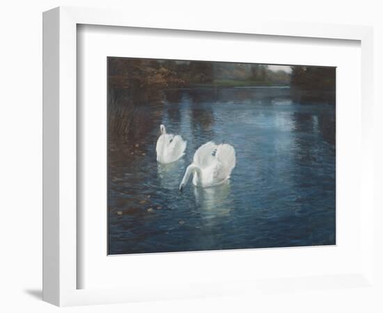 Swans on the River, C.1880-Fritz Thaulow-Framed Giclee Print