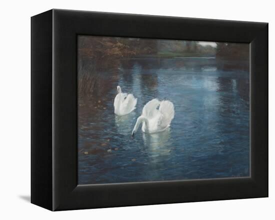 Swans on the River, C.1880-Fritz Thaulow-Framed Premier Image Canvas