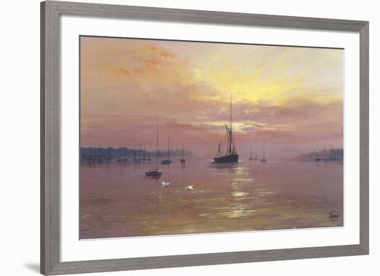 Swans Over Still Waters-Clive Madgwick-Framed Giclee Print