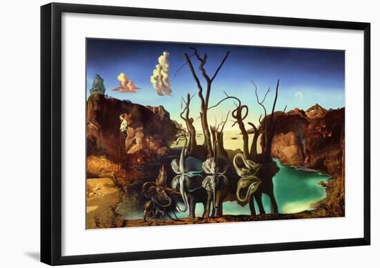 Swans Reflecting Elephants, c.1937-Salvador Dalí-Framed Art Print