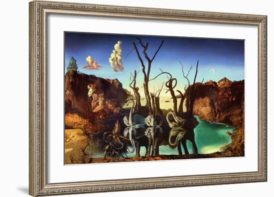Swans Reflecting Elephants, c.1937-Salvador Dalí-Framed Art Print