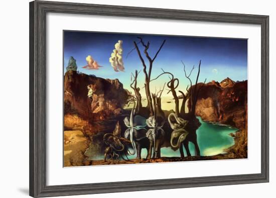 Swans Reflecting Elephants, c.1937-Salvador Dalí-Framed Art Print