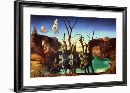 Swans Reflecting Elephants, c.1937-Salvador Dalí-Framed Art Print