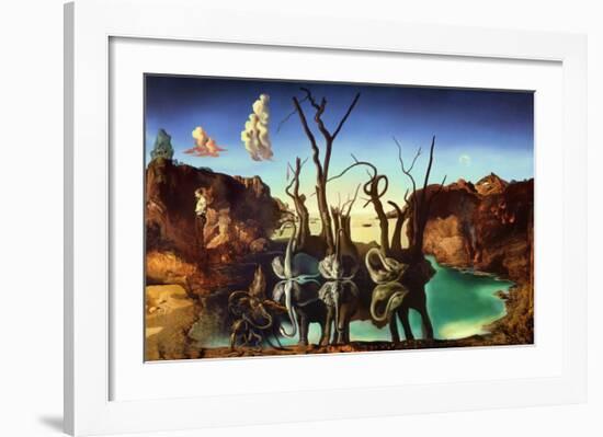 Swans Reflecting Elephants, c.1937-Salvador Dalí-Framed Art Print