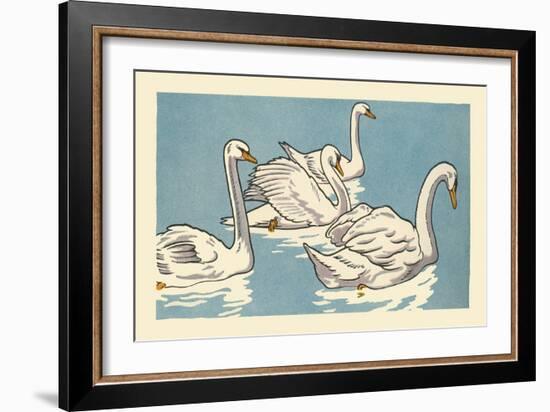 Swans Swim-Hauman-Framed Art Print