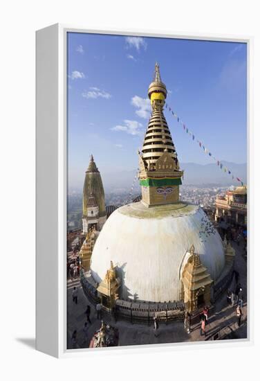 Swayambhunath Buddhist Stupa or Monkey Temple, Kathmandu, Nepal-Peter Adams-Framed Premier Image Canvas