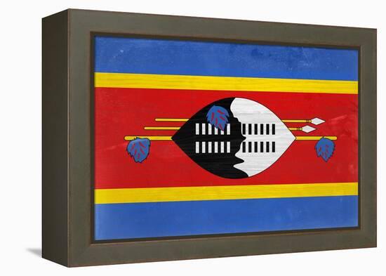 Swaziland Flag Design with Wood Patterning - Flags of the World Series-Philippe Hugonnard-Framed Stretched Canvas