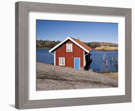 Sweden, Bohus, West Coast, Kattegat, Fishing Hut in Fjallbacke, Jetty-K. Schlierbach-Framed Photographic Print