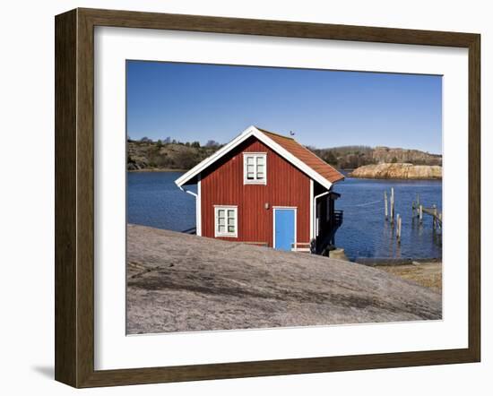 Sweden, Bohus, West Coast, Kattegat, Fishing Hut in Fjallbacke, Jetty-K. Schlierbach-Framed Photographic Print