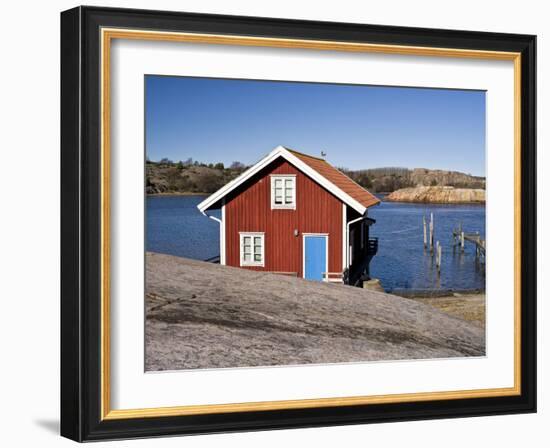 Sweden, Bohus, West Coast, Kattegat, Fishing Hut in Fjallbacke, Jetty-K. Schlierbach-Framed Photographic Print