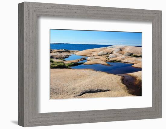 Sweden, Bohuslan, Ramsviklandet Nature Preserve. Polished rock slabs along the coast.-Fredrik Norrsell-Framed Photographic Print