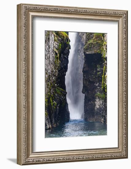 Sweden, Norrbotten, Bjorkliden. Silverfallet (Silver falls) in Rakkasjohka.-Fredrik Norrsell-Framed Photographic Print