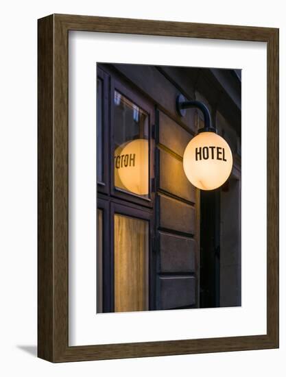 Sweden, Stockholm, Gamla Stan, Old Town, hotel sign-Walter Bibikow-Framed Photographic Print