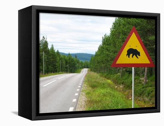 Sweden, Street Sign 'Game Pass by Bears' in Lofsdalen-K. Schlierbach-Framed Premier Image Canvas
