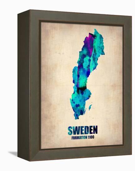 Sweden Watercolor Poster-NaxArt-Framed Stretched Canvas