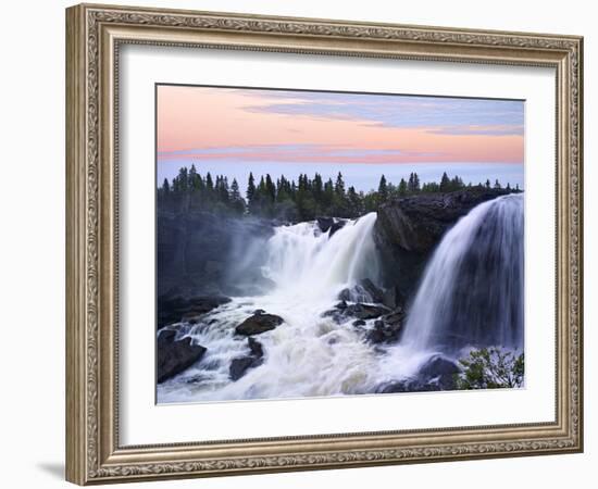 Sweden, Waterfall Ristafallet at Jarpen, Sky-K. Schlierbach-Framed Photographic Print