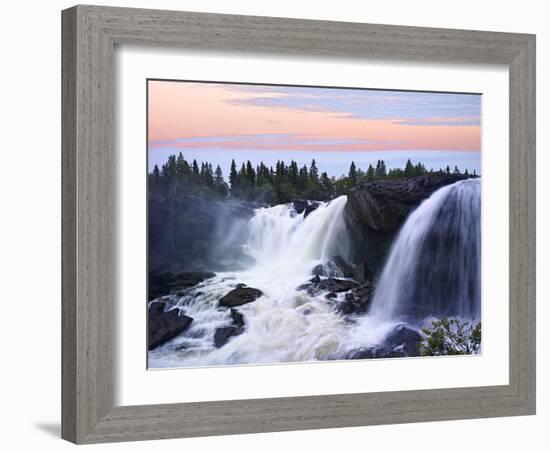 Sweden, Waterfall Ristafallet at Jarpen, Sky-K. Schlierbach-Framed Photographic Print